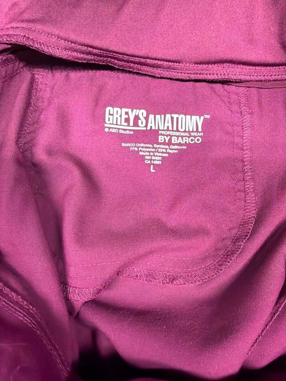 Grey's Anatomy by Barco Women's Scrub Bottoms Size L Burgundy